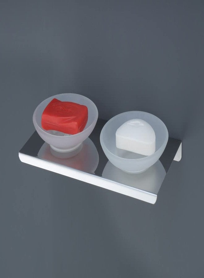GLOXY ENTERPRISE Wall Mount Stainless Steel with GlassOval Shape Double Soap Holder for Bathroom, Soap Stands for Bathroom Wall/Soap Tray for Bath Dish Bathroom Accessories and Fittings Rust Free - Image 1